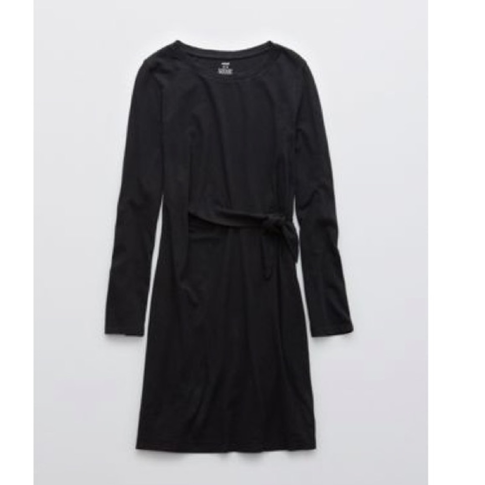 Aerie side tie long sleeve dress